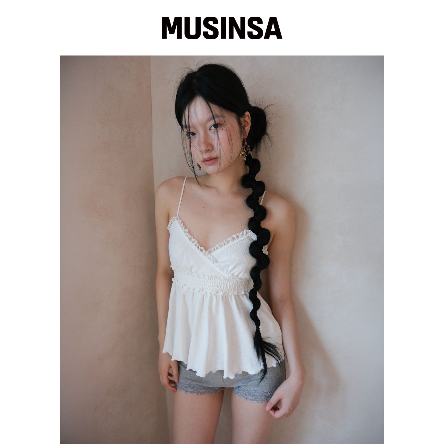 LOSESLEEPOVER BASS 蕾丝上装 *WHITE MUSINSA韩国官网直邮进口 - 实物图