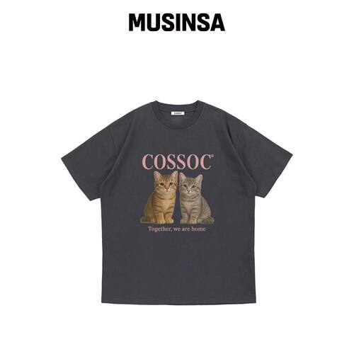 COSO 猫咪一起短袖T恤 (炭灰色)韩国官网直邮进口MUSINSA