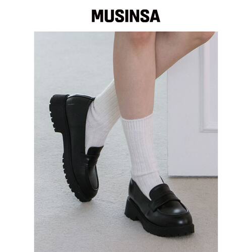 DIFFERSHOE OLEN 毛绒乐福鞋 6CM [VLACK] MUSIN韩国官网直邮进口