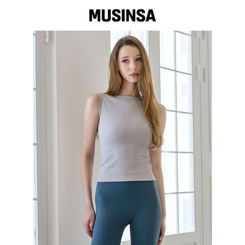 DEVIWEAR 船领罗纹无袖上衣 DEVI-TS0057-泥膜 M韩国官网直邮进口