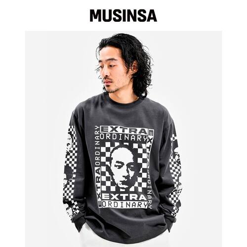 EXTRAORDINARY HUMAN BITMAP 长袖 T恤 灰色 MUS韩国官网直邮进口