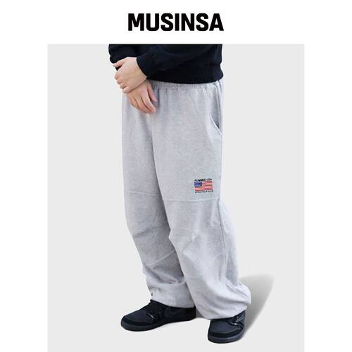 RESPECT 双尼美国运动俱乐部卫裤（灰色） MUSIN韩国官网直邮进口