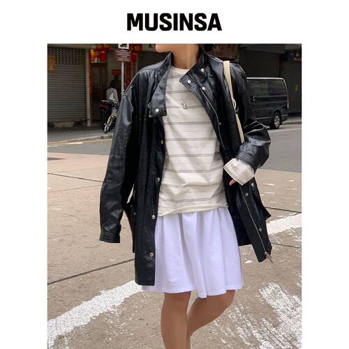 HAAG 利落皮革外套（黑色） MUSINSA韩国官网直邮进口
