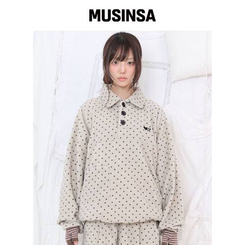 VIDEO JOCKEY 波点抓绒卫衣[象牙白] MUSINSA韩国官网直邮进口