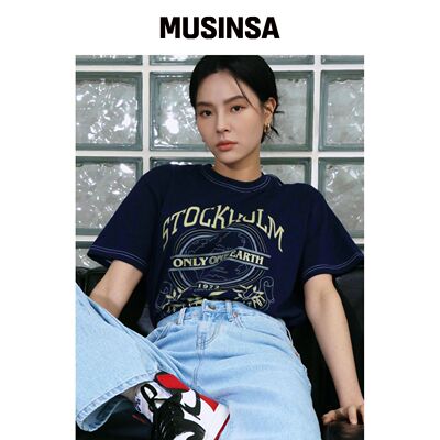 WAVE UNION Stockholm T恤 海军蓝 MUSINSA韩国官网直邮进口