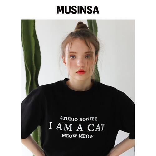 BONIEE I AM A CAT 猫咪图案宽松ROUJE PARIS T 韩国官网直邮进口