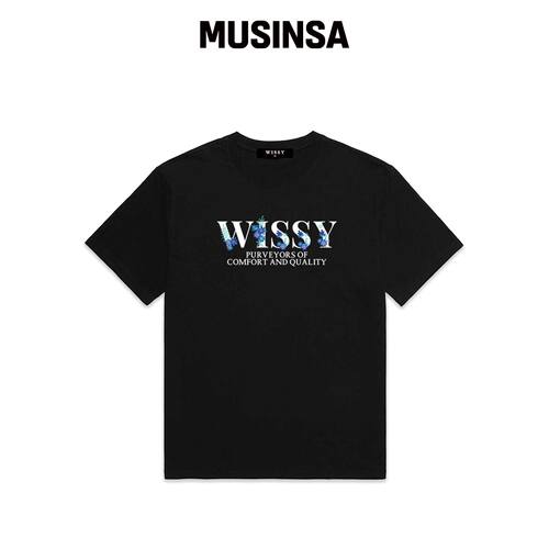 WISSY FLOWER LOGO 短袖T恤 (WS005) 黑色韩国官网直邮进口
