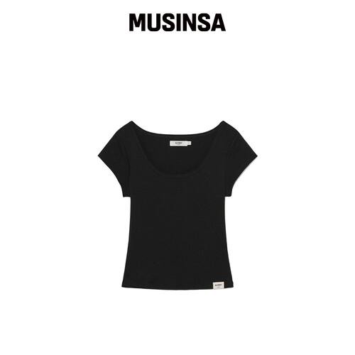 GLOWNY G DEEP SCOOP TEE（黑色） MUSINSA韩国官网直邮进口