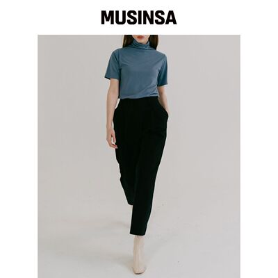 320SHOWROOM COTTON TUCK TAPERED PANTS 黑色 M韩国官网直邮进口