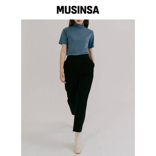 320SHOWROOM COTTON TUCK TAPERED PANTS 黑色韩国官网直邮进口