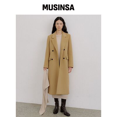 OCTETTE 羊绒双排扣长大衣_驼色 MUSINSA韩国官网直邮进口