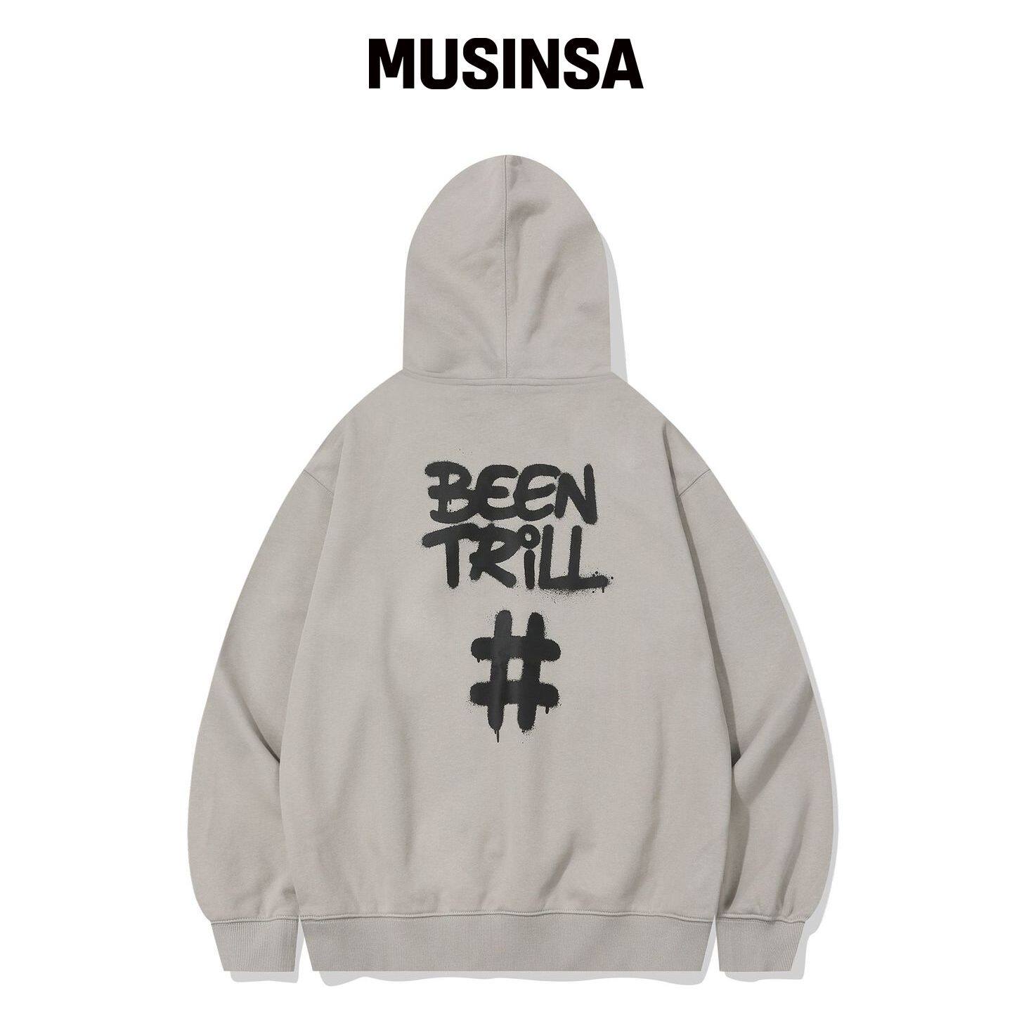 BEENTRILL [24FW] 喷溅标签连帽卫衣(米色) MUSI韩国官网直邮进口