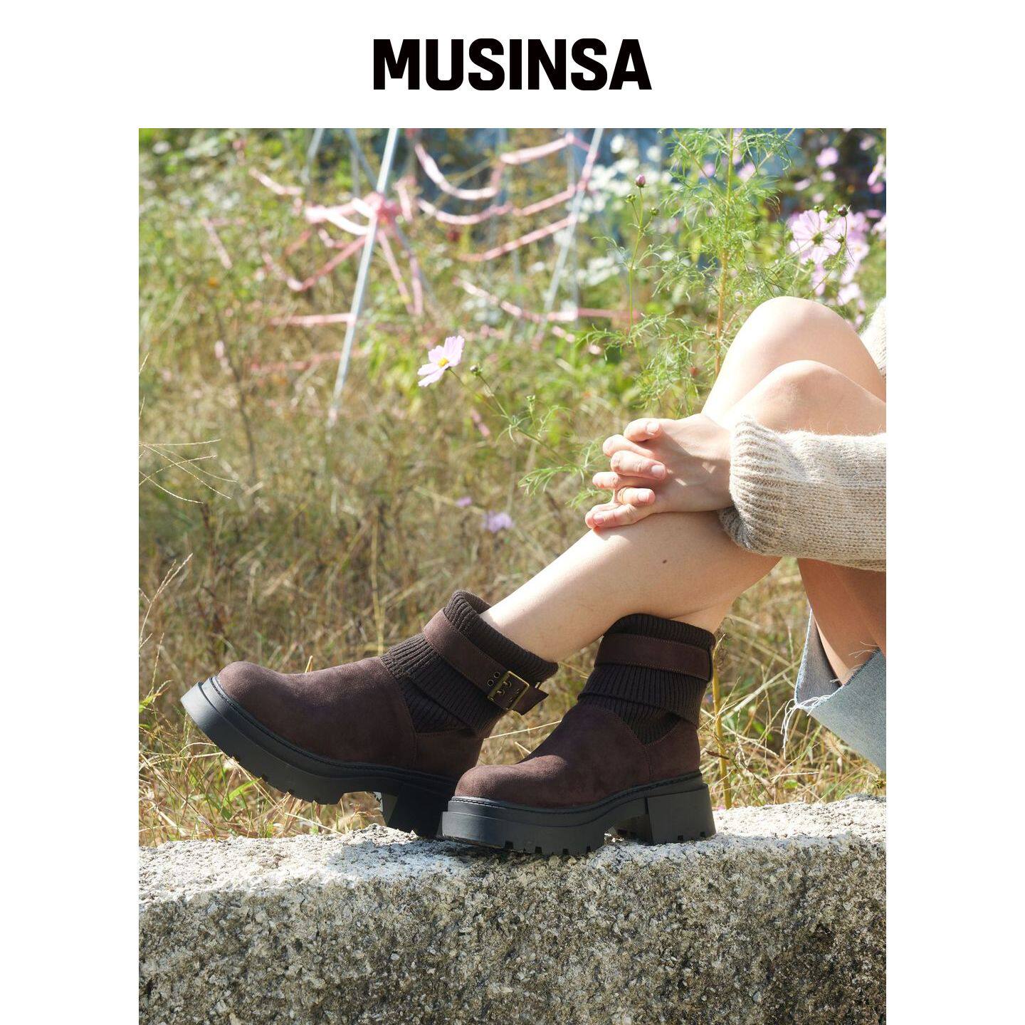 CESTI COCOA 针织脚踝靴子 (棕色) MUSINSA韩国官网直邮进口