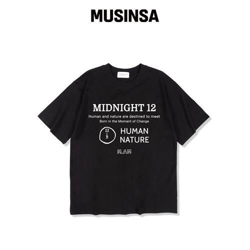 MIDNIGHT12AM MID自然短袖T恤 黑色韩国官网直邮进口MUSINSA
