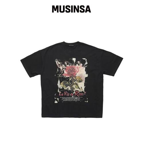 THE GREATEST La Vie en Rose T恤 黑色韩国官网直邮进口MUSINSA