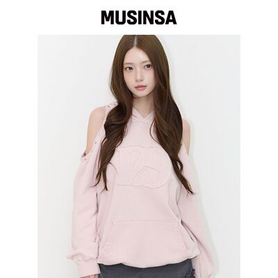 ILLIGO 129 切口宽松连帽T恤 粉色 MUSINSA韩国官网直邮进口