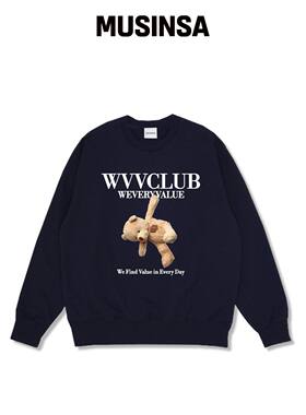WEVERYVALUE HELPBEAR 宽松版型特绒卫衣 海军蓝韩国官网直邮进口
