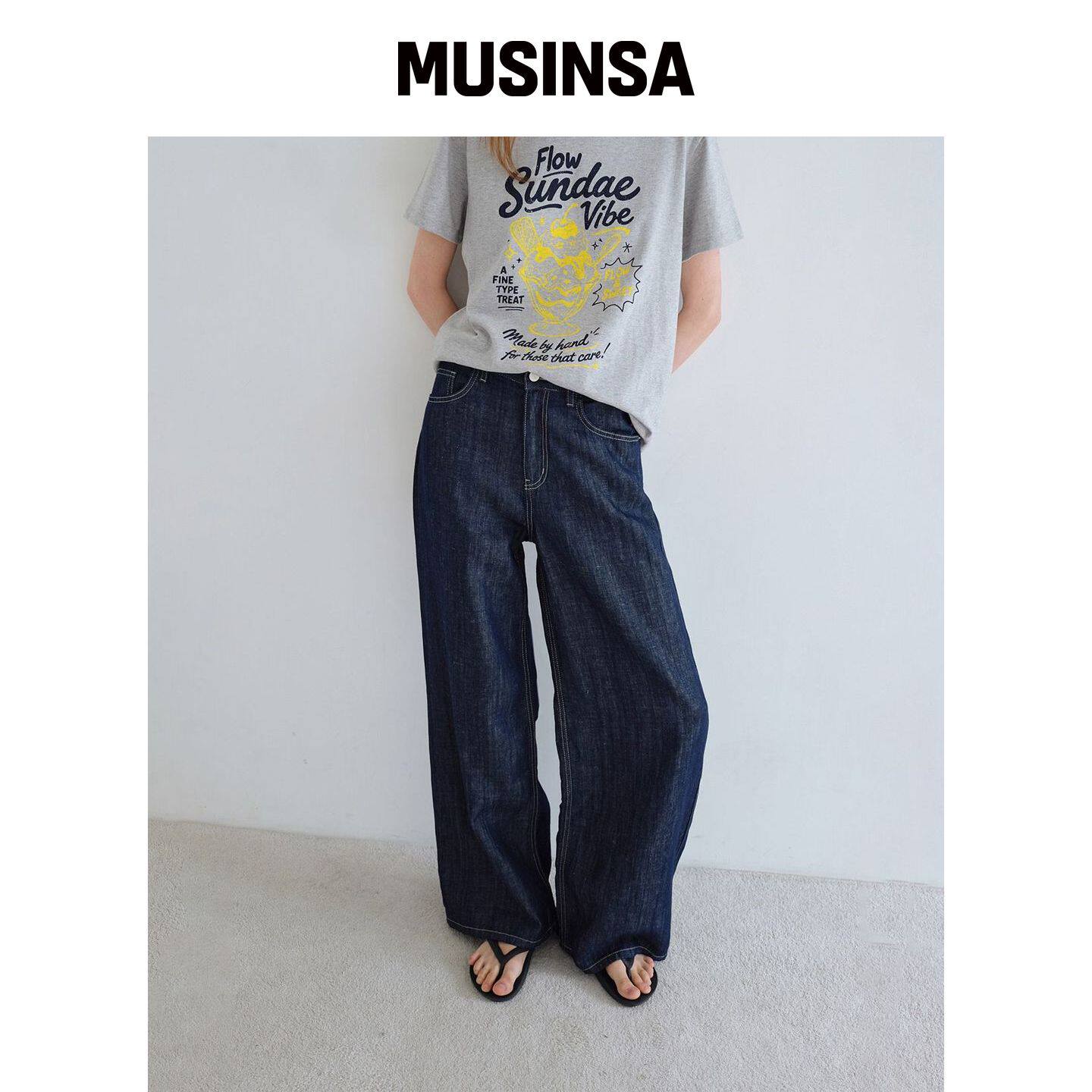 FLOWJEAN MUSE宽松牛仔裤_raw_FFC1DN012 MUSINS韩国官网直邮进口