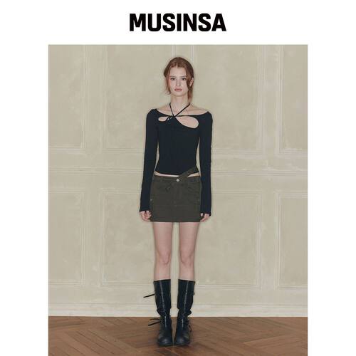 PAINORPLEASURE NIX MINI SKIRT 深卡其色 MUSIN韩国官网直邮进口