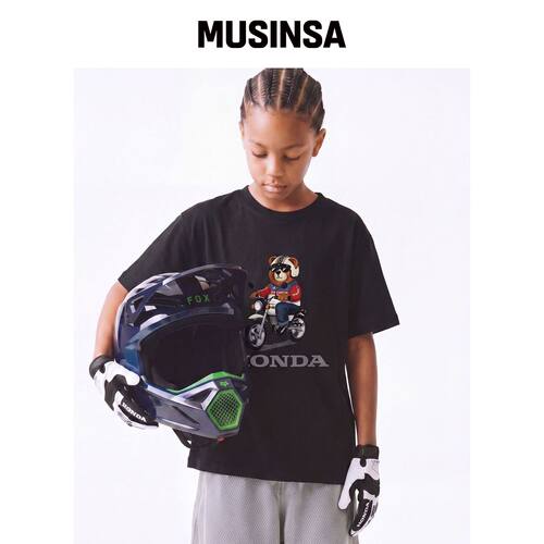 PHYPS MOTORCYCLE 儿童猿熊短袖黑色 MUSINSA韩国官网直邮进口