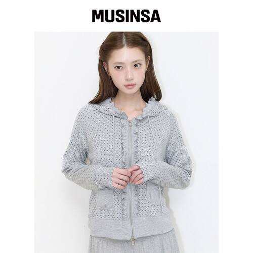ILLIGO 荷叶边波点连帽拉链衫（混色） MUSINSA韩国官网直邮进口