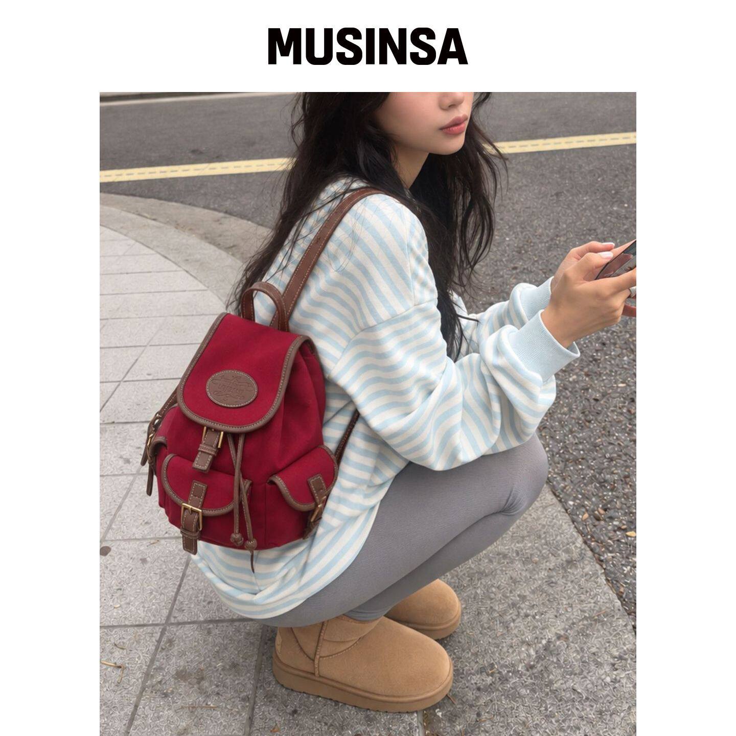 LOTSYOU 怀旧帆布背包 红色 MUSINSA韩国官网直邮进口