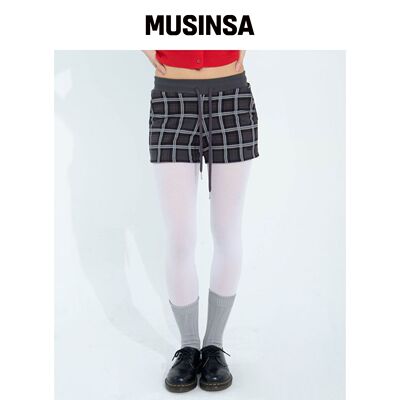 CHICKS 格纹松紧卫裤短裤 深灰色 MUSINSA韩国官网直邮进口