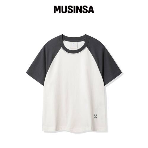 CGP (女款) 拼色短袖T恤_奶油色 MUSINSA韩国直邮官方正品