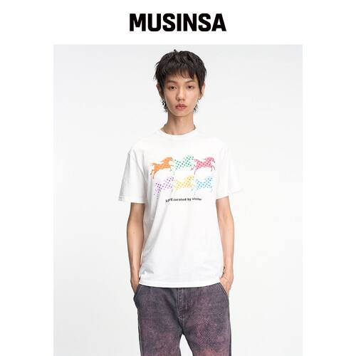 THEMUSEUMVISITOR 点绘马图案T恤（白色） MUSIN韩国官网直邮进口