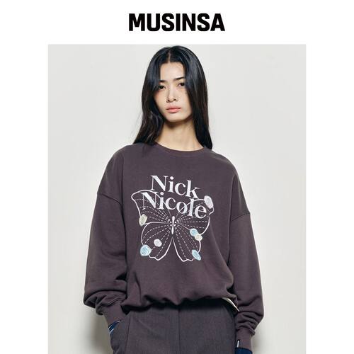 NICK&NICOLE BUTTERFLY ROSE SIGNATURE SWEATSH韩国官网直邮进口