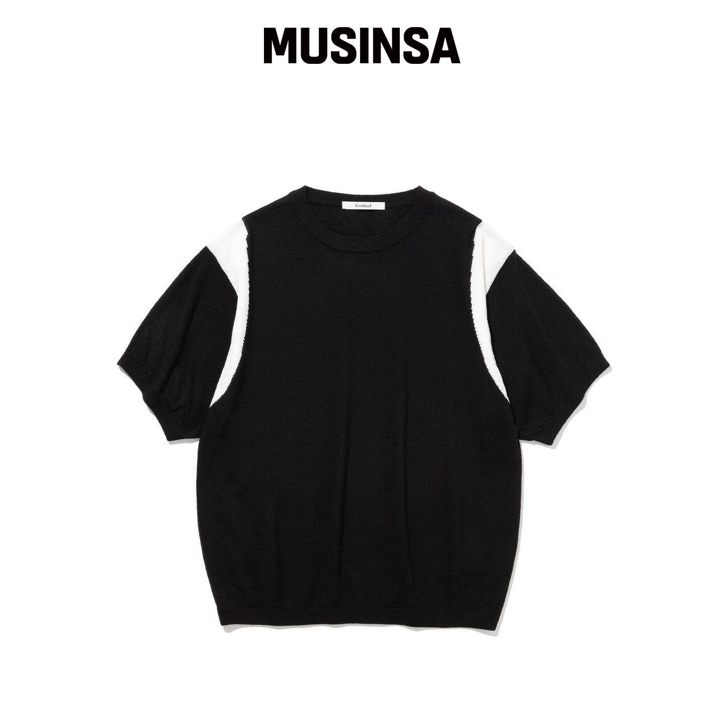 KNITTED 夏季棒球风短袖针织衫 BLACK韩国官网直邮进口MUSINSA