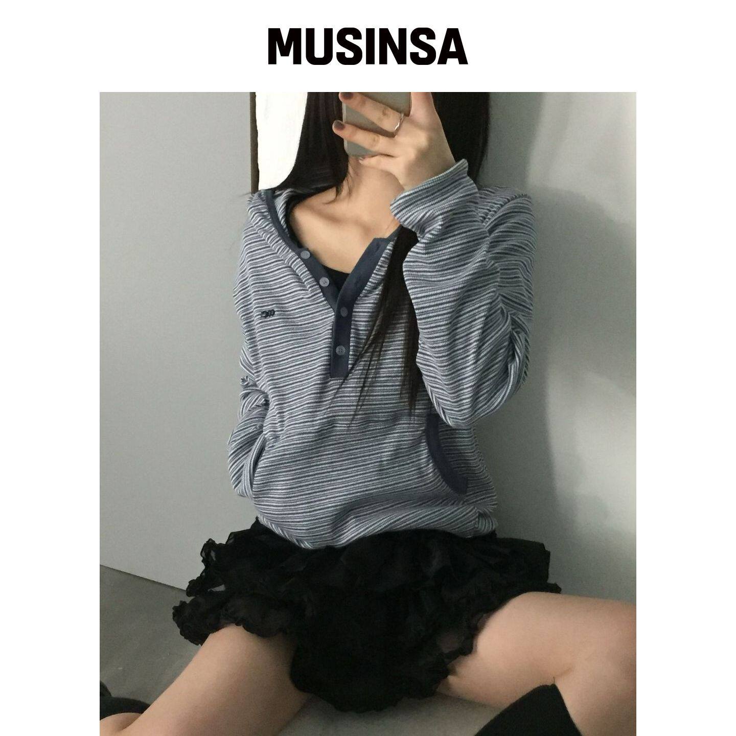 CHICKS 多色拼色条纹连帽卫衣 MUSINSA韩国官网直邮进口