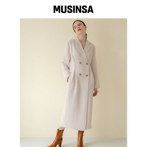 320SHOWROOM 双排扣口袋外套连衣裙米色韩国官网直邮进口MUSINSA