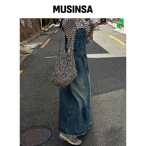 UNKNOWN PLANET 沙蓝色牛仔长裙连身裤 MUSINSA韩国官网直邮进口