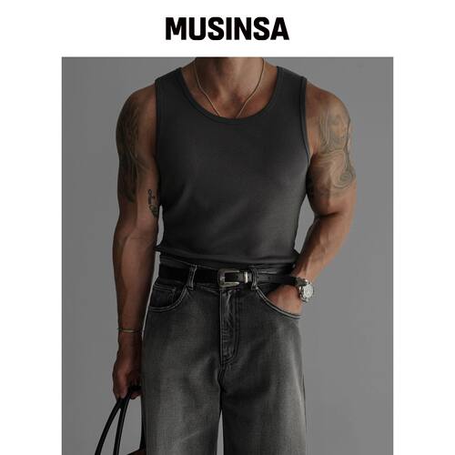 BOWLOW PRODUCT 细条纹无袖衫 [炭灰] MUSINSA韩国直邮官方正品