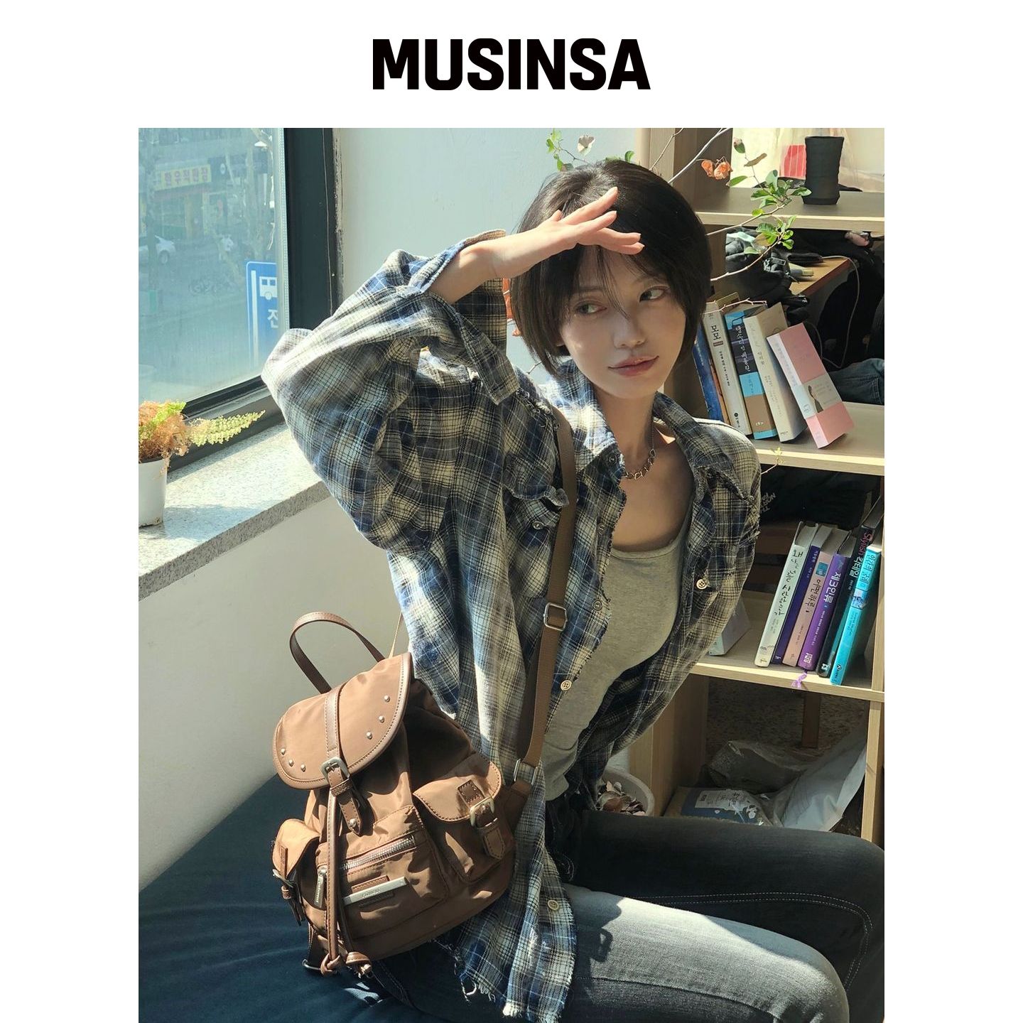 RAIMENT 铆钉覆盖点迷你背包_棕色 MUSINSA韩国官网直邮进口