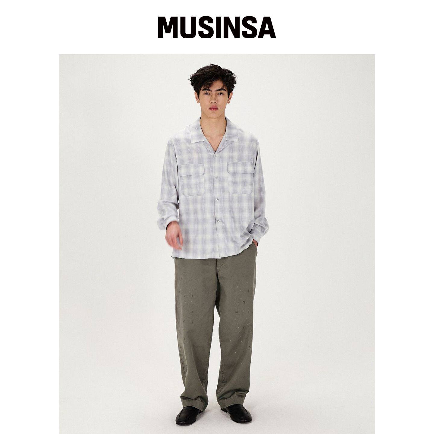SHIRTER 飘逸格纹宽松衬衫(灰色) MUSINSA韩国官网直邮进口