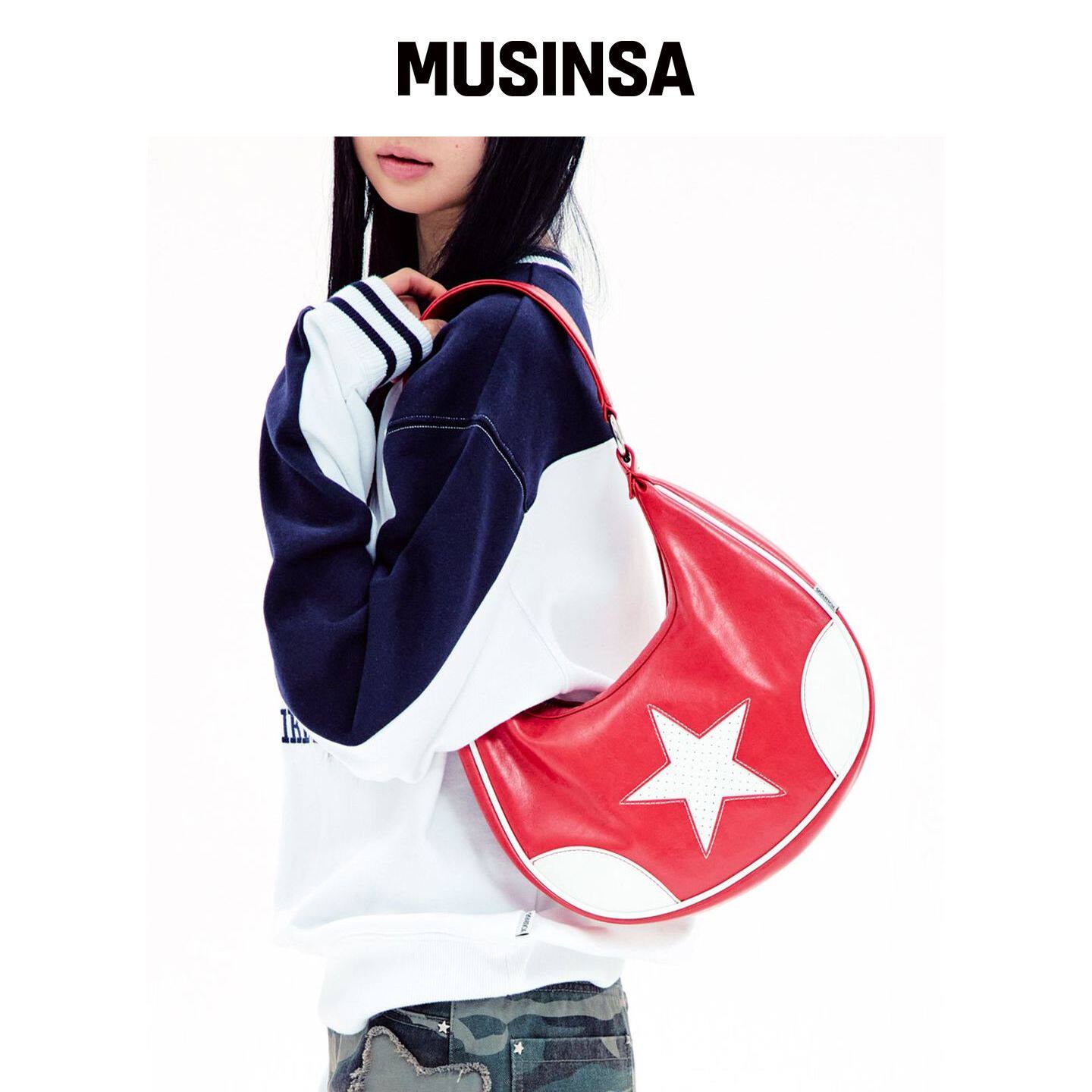 YOUHEE STAR LEATHER 真皮月牙包 红色 MUSINSA韩国官网直邮进口