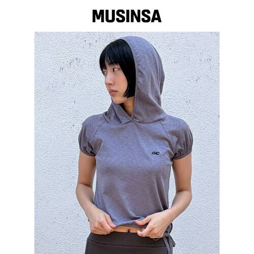 CHICKS 슬布泡泡短袖连帽卫衣深蓝色 MUSINSA韩国官网直邮进口
