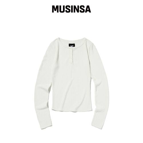 SUADE CABLE HENLEY NECK [白色]韩国官网直邮进口MUSINSA