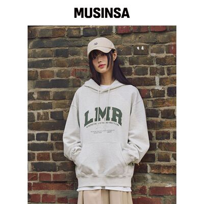 LMR LETTERING LOGO 拼接连帽卫衣_OATMEAL MUSI韩国官网直邮进口