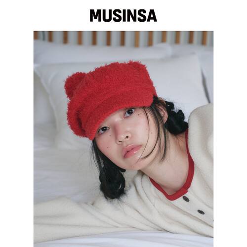 FUNFROMFUN 纹理新闻男孩帽，红色 MUSINSA韩国官网直邮进口