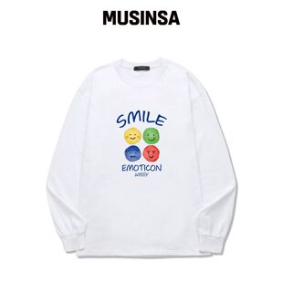WISSY Smile Emoticon 长袖T恤 (WLS007) 白色 M韩国官网直邮进口