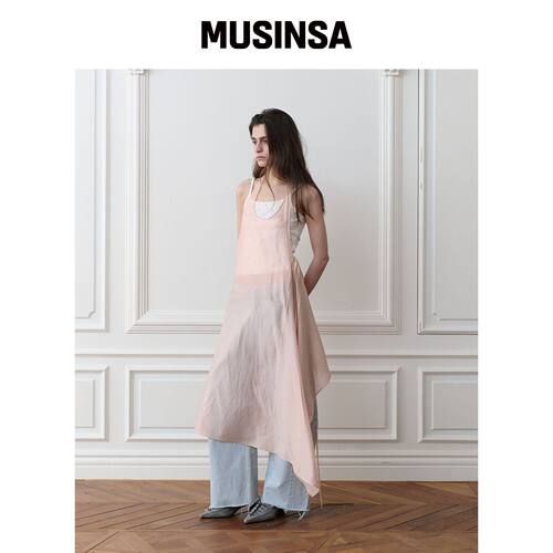 THEPORTA SHEER WRAP DRESS, PETAL PINK韩国官网直邮进口MUSINSA