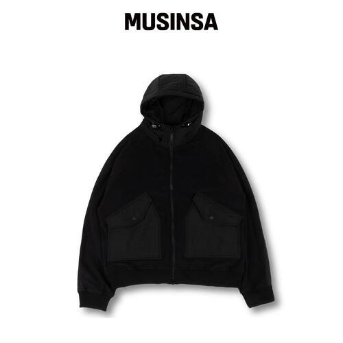 MUDSALT CWU-45P 抓绒连帽拉链衫 VLACK韩国官网直邮进口MUSINSA