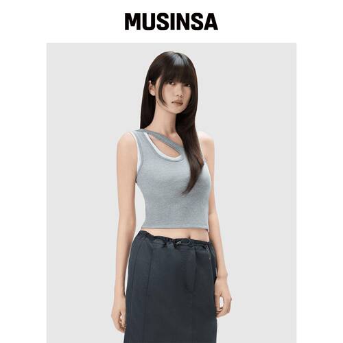MIXXO 切割款无袖上衣 RE HNG41SS_MIWHNG70QS M韩国官网直邮进口