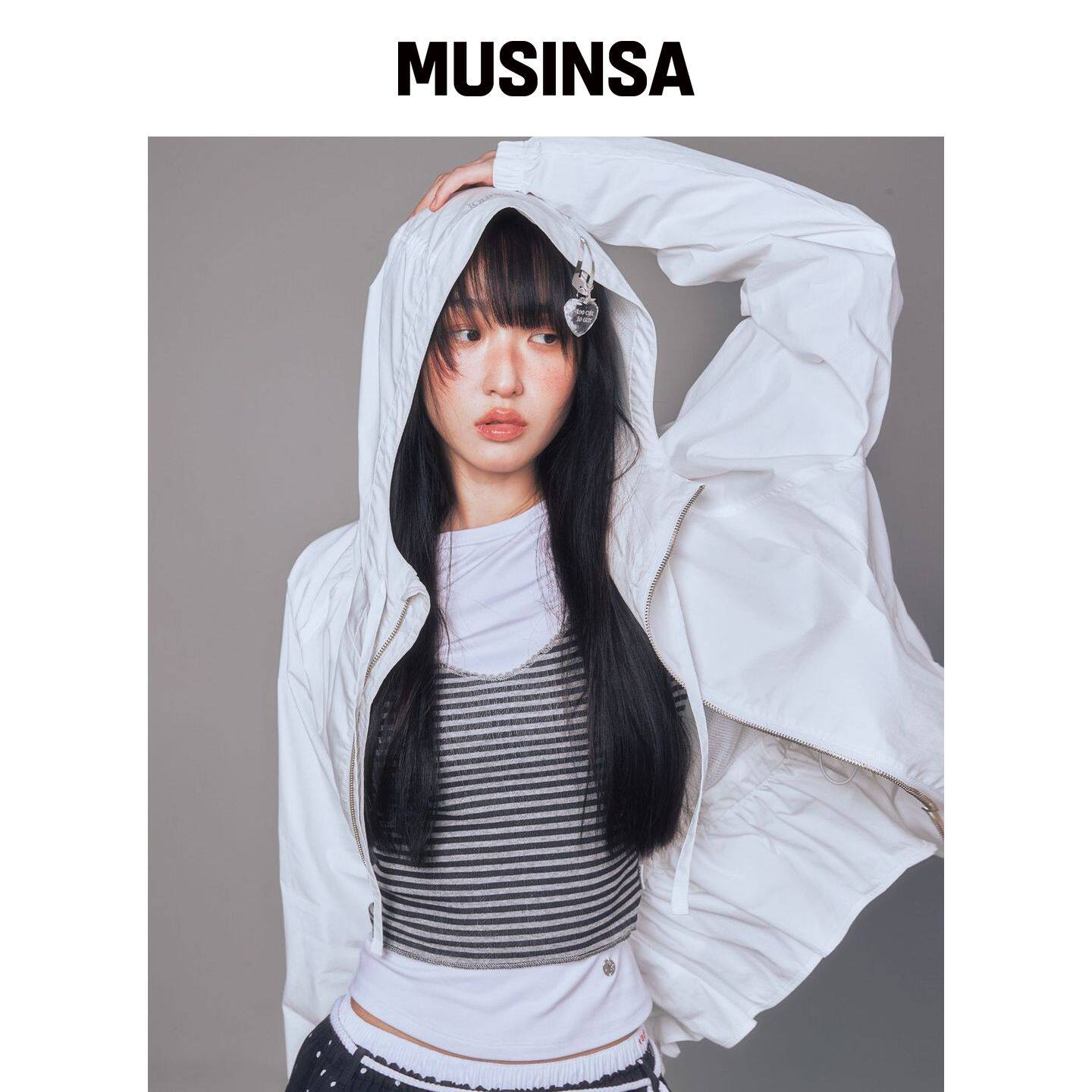 YOUHEE 白色荷叶边风衣气质显瘦通勤女款MUSINSA韩国官网直邮进口