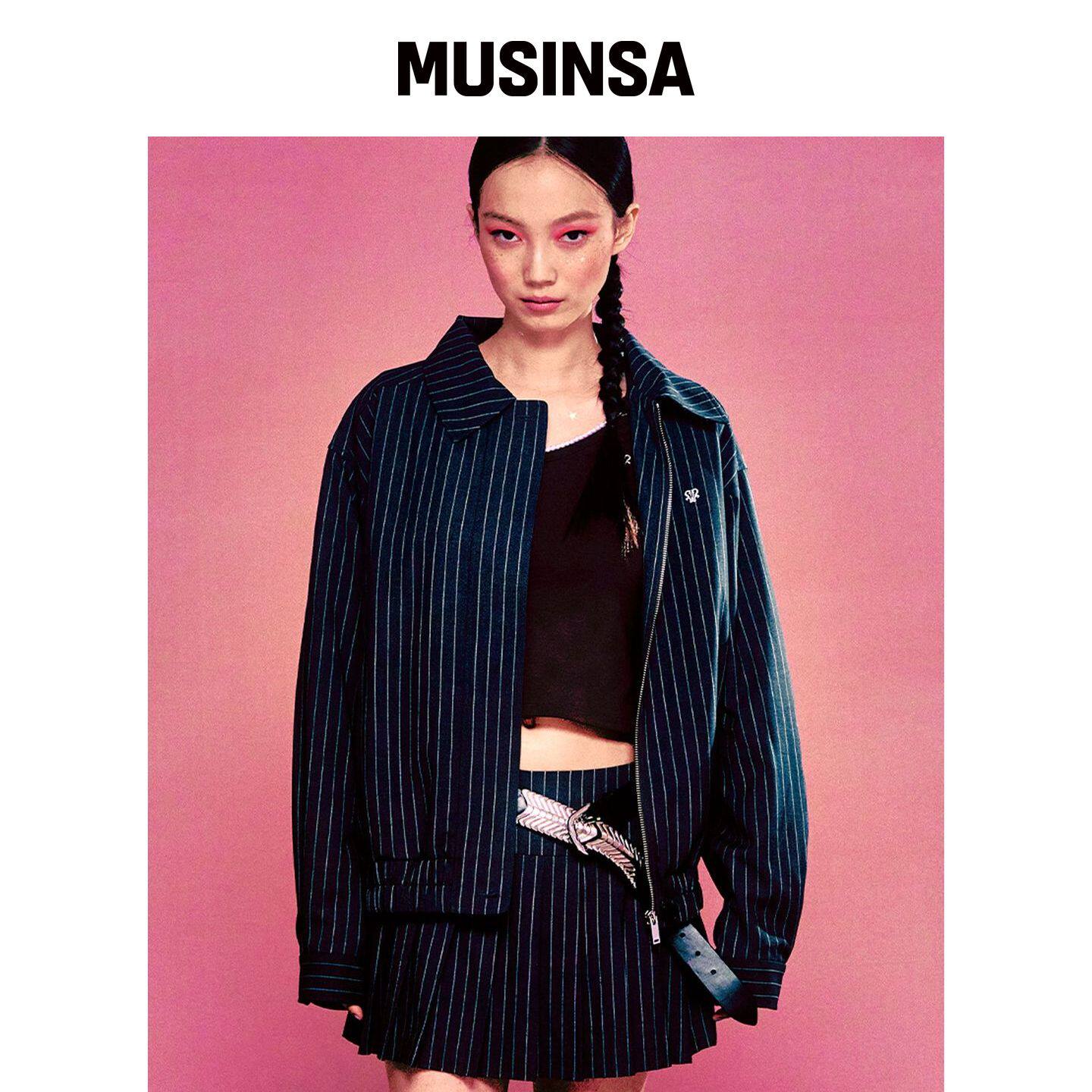 YOUHEE PIN STRIPE 飞行员夹克 炭灰色 MUSINSA韩国官网直邮进口