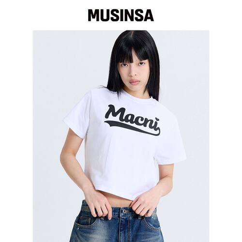 MACNI RETRO LOGO 短款T恤 白色韩国官网直邮进口MUSINSA