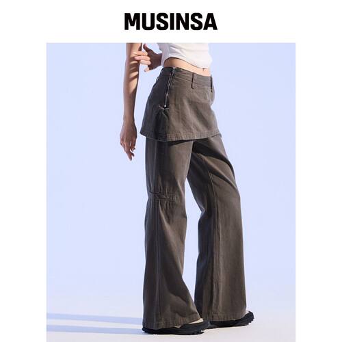 MOAA Wrap up Flare Trousers (深橄榄色)韩国官网直邮进口